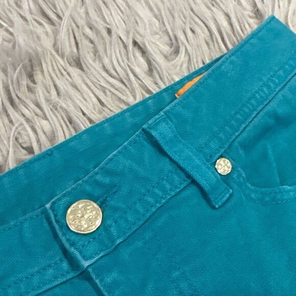 Tory Burch cropped slim boots jeans in turquoise color size 28 - Picture 2 of 6